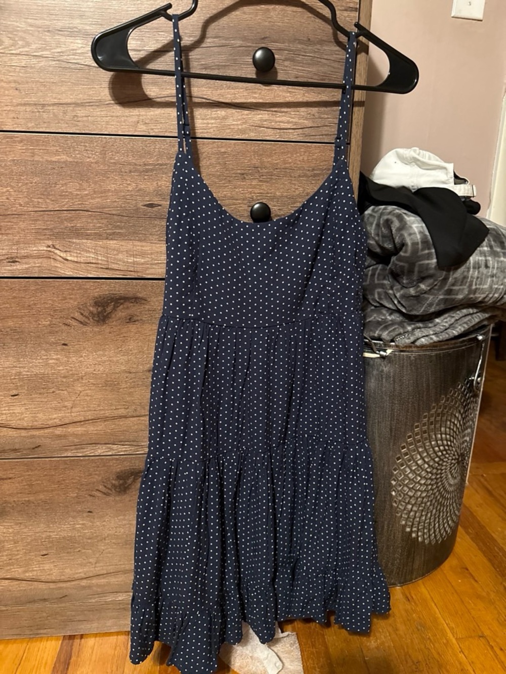 Brandy Melville navy and white polka dot dress